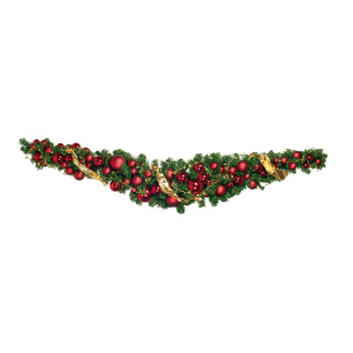 Fir swag decorated with balls and decorative ribbon - Material:  - Color: green/red - Size:  X 180cm