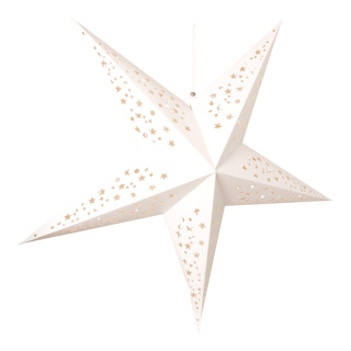 Star foldable  - Material: 5-pointed with hole pattern paper - Color: white - Size: Ø 90cm