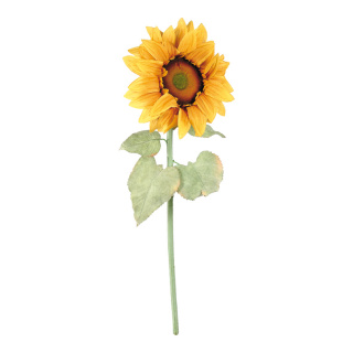 Sonnenblume Kunstseide, Blätter beflockt     Groesse: Ø 30cm, 100cm - Farbe: gelb/natur