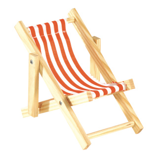 Liegestuhl gestreift, Holz, Baumwolle Größe:10x20cm Farbe: weiß/rot - nur für Dekozwecke