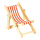 Chaise longue rayée, bois, coton     Taille: 10x20cm    Color: blanc/rouge