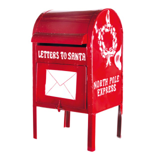 Briefkasten aus Blech, »Letters to Santa«     Groesse:52x28cm    Farbe:rot/weiß