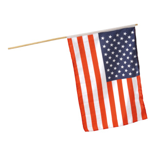 Fahne am Holzstiel Kunstseide Größe:30x45cm Farbe: USA
