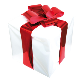 Geschenkpäckchen mit Folienschleife, Styropor Größe:30x30cm,  Farbe: weiß/rot