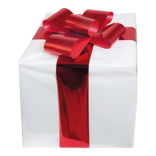 Geschenkpäckchen mit Folienschleife, Styropor Größe:50x50cm,  Farbe: weiß/rot