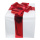 Paquet cadeaux  avec noeuds en film polystyrène Color: blanc/rouge Size: 50x50cm