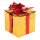 Geschenkpaket mit Folienschleife, Styrofoam, Folie     Groesse:15x15cm    Farbe:gold/rot