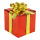 Geschenkpaket mit Folienschleife, Styrofoam, Folie     Groesse:15x15cm    Farbe:rot/gold