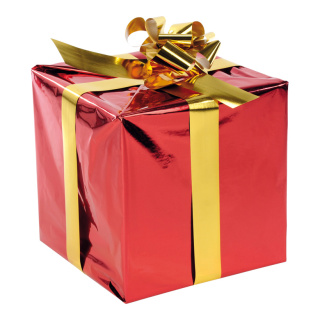 Geschenkpaket mit Folienschleife, Styrofoam, Folie Größe:30x30cm,  Farbe: rot/gold