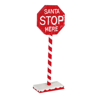 Stoppschild aus Blech, »Santa STOP here« Abmessung: 90x30cm Farbe: rot/weiß