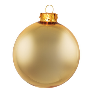 Weihnachtskugeln, gold matt, 6 St./Blister, aus Glas Größe: Ø 6cm, Farbe: mattgold   #