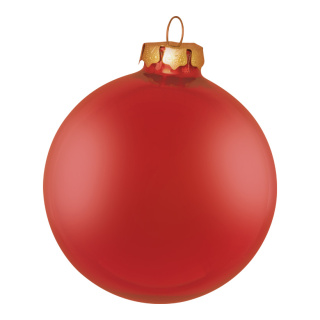 Weihnachtskugeln, rot matt, 6 St./Blister, aus Glas Größe: Ø 6cm, Farbe: mattrot   #