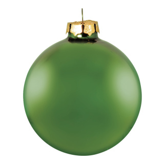 Weihnachtskugeln, grün matt, 6 St./Blister, aus Glas Größe: Ø 8cm, Farbe: mattgrün   #