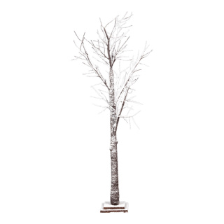 Baum, beschneit, mit Metallfuß, Kunststoff, 125cm,  braun/weiß