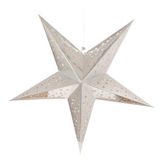 Star foldable  - Material: 5-pointed with hole pattern paper - Color: silver - Size: Ø 40cm