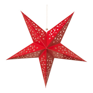 Star foldable  - Material: 5-pointed with hole pattern paper - Color: red - Size: Ø 60cm