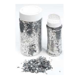 Coarse glitter in shaker can 110g/can - Material: plastic - Color: silver - Size: