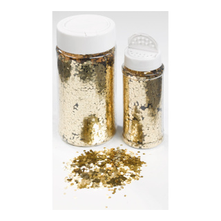 Coarse glitter in shaker can 250g/can - Material: plastic - Color: gold - Size: