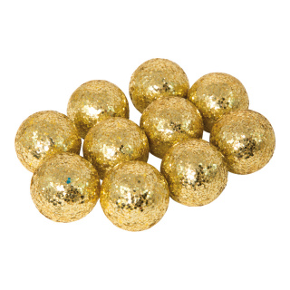 Balls with glitter 24pcs./blister - Material: styrofoam - Color: gold - Size: Ø 3cm