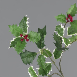 Ilexzweig 3-fach, mit Beeren, Kunststoff Größe:60x20cm,  Farbe: grün/rot