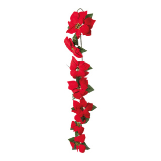 Poinsettiahänger 7-fach, Kunstseide     Groesse:90cm    Farbe:rot/grün