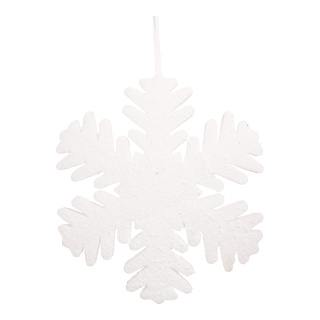 Schneeflocke mit Hänger, Schaumstoff, beschneit Größe:30cm,  Farbe: weiß