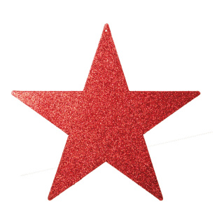 Stern mit Laserglimmer mit Hänger, flach, Kunststoff Größe:10cm,  Farbe: rot