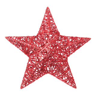 Star 3D  - Material: with glitter metal frame wrapped with wood fibre - Color: red - Size:  X 30cm