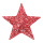 Étoile 3D  avec glitter cadre métal couvert de fibre de bois Color: rouge Size:  X 30cm