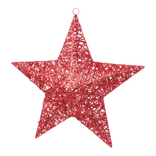 Étoile 3D  avec glitter cadre métal couvert en fibre de bois Color: rouge Size:  X 50cm