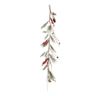 Fir garland  - Material: iced with red berries - Color: green/white - Size:  X 150cm