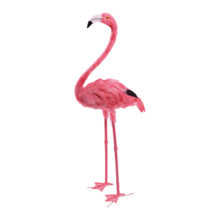Flamingo Kopf oben, Kunststoff mit Federn Größe:107cm Farbe: pink    #