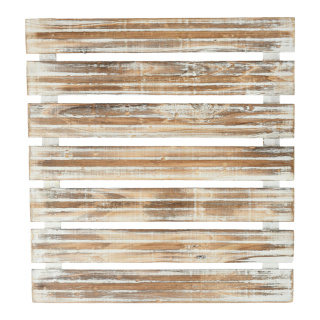 Panneau présentoir bois, blanc lessivé     Taille: 45x49cm    Color: brun/blanc