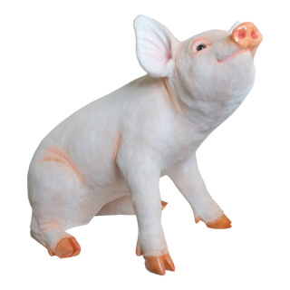 Schwein, sitzend Polyresin, für Innen und Außen Größe:43x27x36cm Farbe: rosa