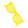 Lunettes de soleil en carton, double face, ignifugé en B1     Taille: 23x67cm    Color: jaune