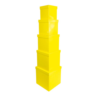 Boxen, würfelförmig, 5Stck./Satz, Größe: 20cm, 18cm, 16cm, 14cm, 12cm Farbe: gelb