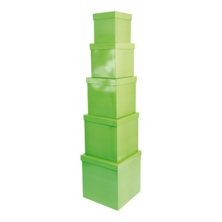 Boxen, würfelförmig, 5Stck./Satz, Größe: 20cm, 18cm, 16cm, 14cm, 12cm Farbe: grün