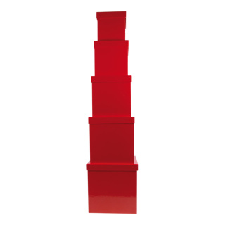 Boxes cube 5pcs./set assemblable carton Color: rouge Size: 20cm 18cm 16cm 14cm 12cm