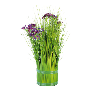 Grasbündel mit »Queen Ann« Blümchen, Kunststoff Größe:Ø 10cm, 40cm Farbe: grün/violett    #