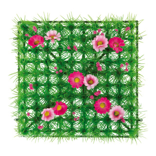 Grasplatte »Anemonen« Kunststoff, Kunstseide Größe:25x25cm Farbe: grün/pink    #