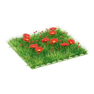 Grasplatte »Anemonen« Kunststoff, Kunstseide Größe:25x25cm Farbe: grün/rot    #
