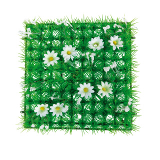 Grasplatte »Anemonen« Kunststoff, Kunstseide     Groesse: 25x25cm    Farbe: grün/weiß