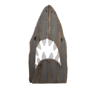 Haikopf Holz Größe:60x33cm Farbe: grau/weiß    #
