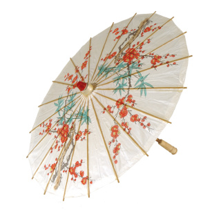 Paper umbrella with floral print, oiled     Size: Ø 60cm, 70cm    Color: beige/multicoloured