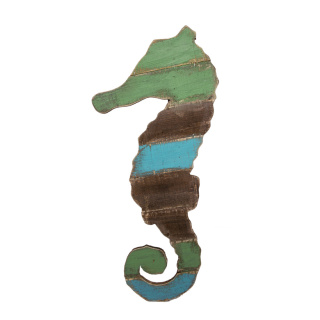 Sea horse  - Material: wood - Color: grey/blue - Size: 65x28cm