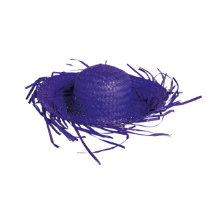 Straw hat  - Material: natural material - Color: purple - Size: Ø 40cm