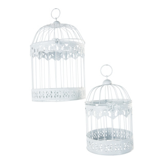 Bird cage 2pcs./set, round, metal     Size: H:40cm Ø24cm, H:30cm Ø19cm    Color: white