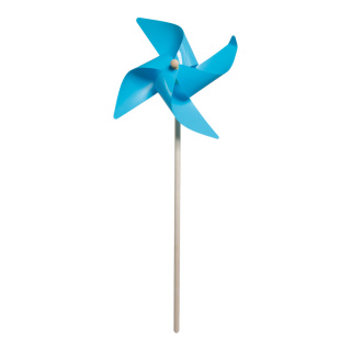 Windmühle Kunststoff mit Holzstab Größe:Ø 31cm, 75cm Farbe: hellblau