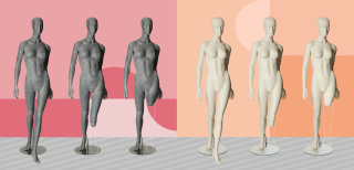 Hindsgaul, abstrakte Damenfigur mit 3 Beinoptionen für Prothesen, Hochglanz schwarz