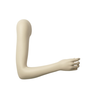 Orthopädischer Arm einer Frau zur Darstellung für Bandagen oder Schienen, raw finish grau